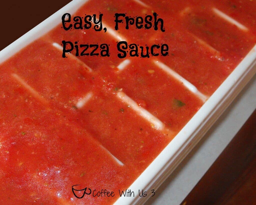 Great fresh pizza sauce recipe for using fresh tomatoes from your garden! This recipe doesn't involve any cooking, so the sauce tastes so fresh!
