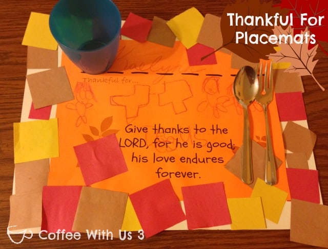 Kids Craft- Thanksgiving Placemats for Kids
