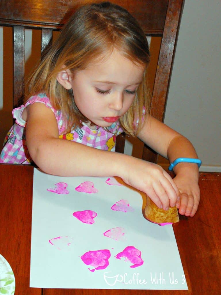 Veggie Stamp Valentines- Easy and fun way for little ones to make their own Valentine's Day cards!