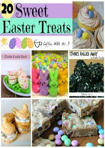 20 Sweet Easter Treats that are delicious and fun! From peeps cake to candy bark to nest cupcakes you are sure to find an Easter treat your family will love