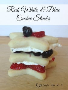 red, white, blue cookie stacks