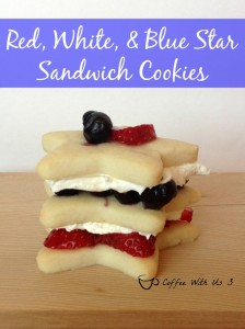 Red, White, & Blue Star Cookies - These fun sandwich cookies are perfect for the 4th of July or any patriotic holiday! Easy to make, yummy to eat!