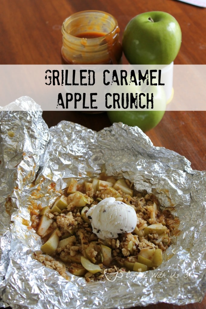 Grilled Caramel Apple Crunch | Are you looking for a fun dessert for on the grill or camping? This dessert is perfect for either! This is a delicious dessert full of granola, apples, & caramel! Top it with ice cream for an even more amazing treat. Click the pin/link for the recipe. 