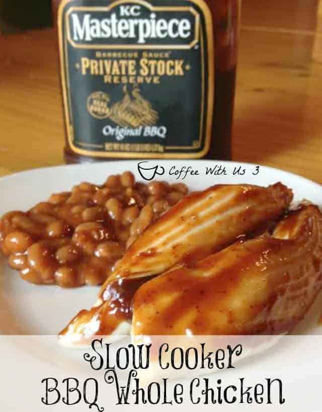 Wonderful BBQ Chicken flavor in your crock pot!! Plus using a whole chicken which saves you money!!