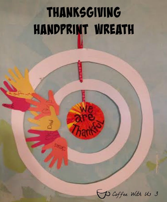 Looking for something other than the "Thanksgiving Tree" to do with your kids this November?  Try this fun. colorful hand print "We are Thankful" Wreath. 