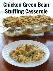 Chicken Green Bean Stuffing Casserole Recipe | This casserole is a creamy, cheesy comfort food your whole family will love! Click the pin to get the recipe.