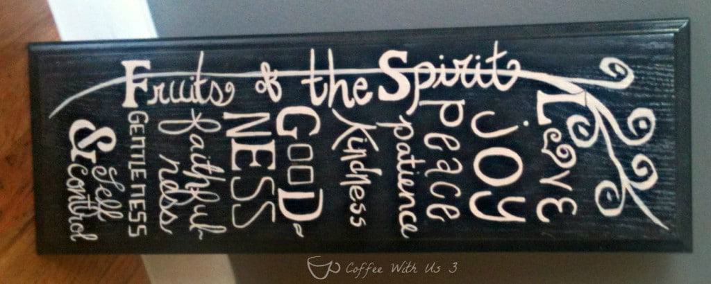 Fruit of the Spirit sign created from an old cabinet drawer
