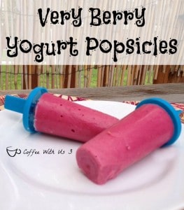 Very Berry Yogurt Popsicles - Raspberries, Strawberries, & Blueberry Yogurt combine for a creamy & berry delicious popsicle!