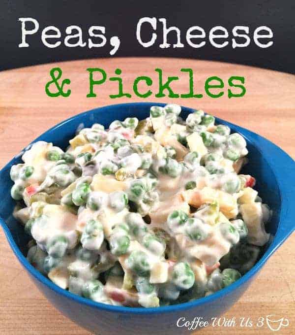 Peas Cheese and Pickles is a yummy salad with great flavor and texture. - Coffee With Us 3