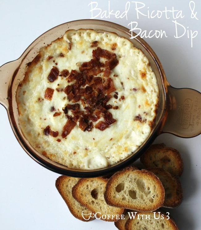 Creamy, cheesy Baked Ricotta Dip with Bacon is a delicious and easy appetizer!