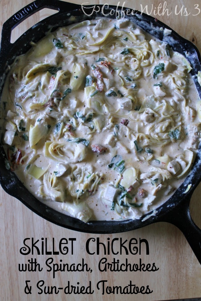 Skillet Chicken, Spinach, Artichokes and Sun-dried Tomatoes #MySignatureMoments #sponsored @Albertsons and @Safeway