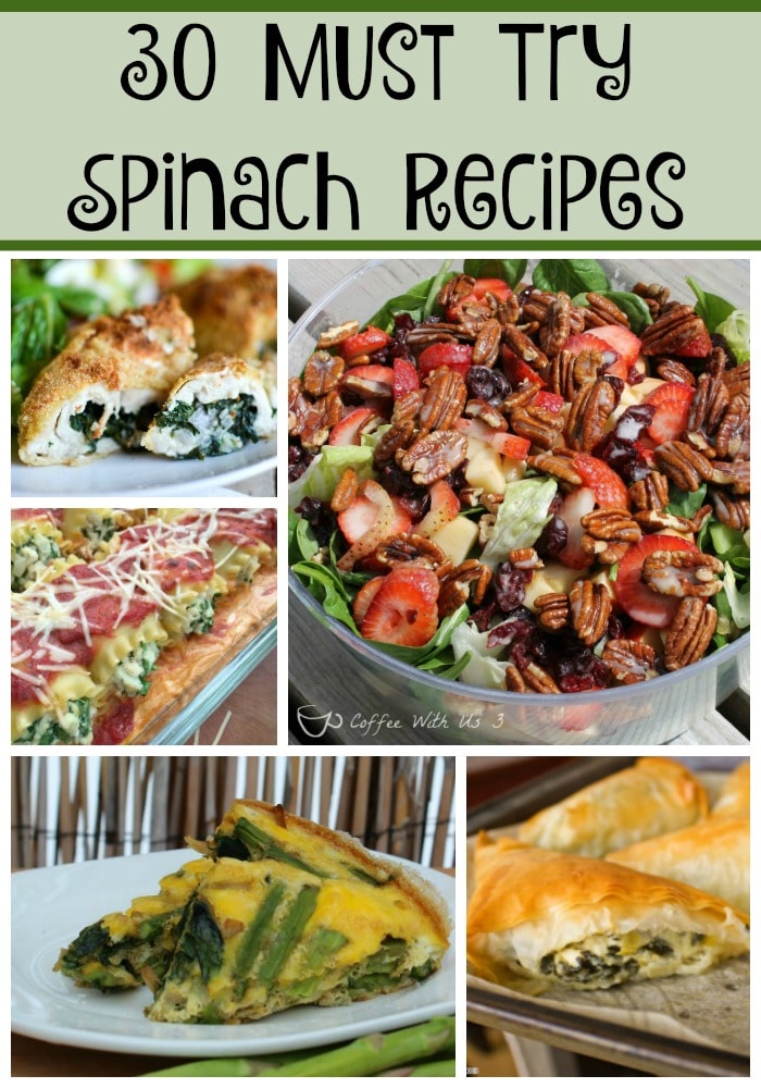 30 Spinach Recipes you've got to try!! Breakfast Casseroles, Salads, Main Dishes and even Ice Cream! 