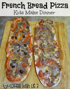 French Bread Pizza - A delicious & easy dinner idea! Perfect for kids to make for themselves or just a super simple & fast weeknight dinner. 