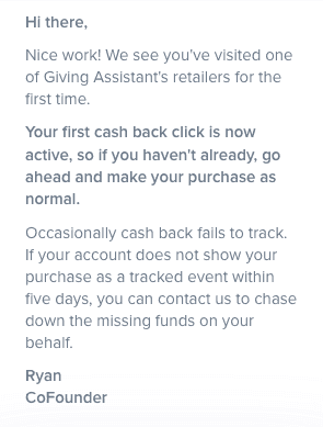 Start saving money with Giving Assistant!  Earn cash back for all the purchases you're already making online!