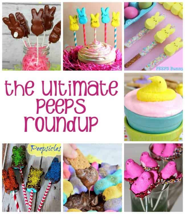 It's the Ultimate Peeps Roundup: desserts, drinks, printables, dips, and more, all centered around the iconic Easter Peeps marshmallows!