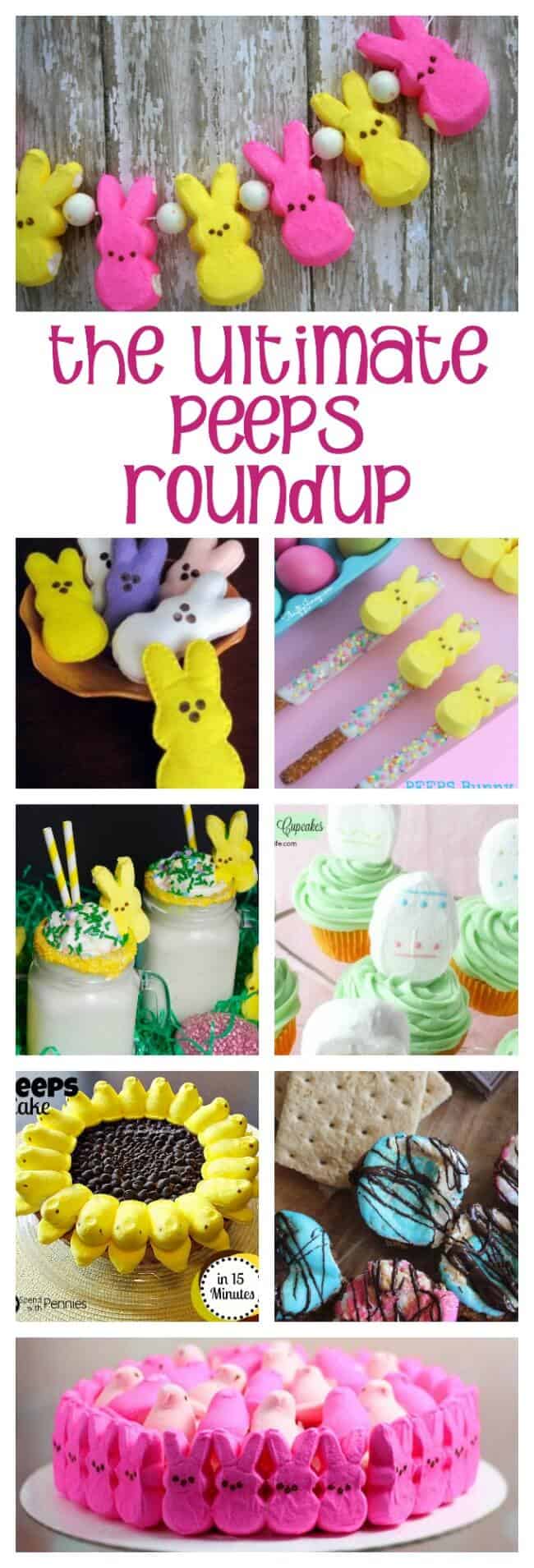 It's the Ultimate Peeps Roundup: desserts, drinks, printables, dips, and more, all centered around the iconic Easter Peeps marshmallows!