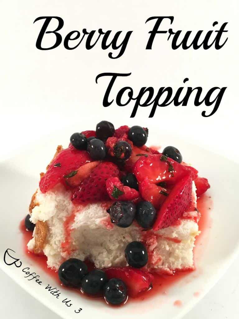Berry Fruit topping over angel food cake.