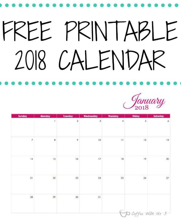 Free Pink Font Printable 2018 Calendar | Are you looking for a beautiful calendar to print to plan meals, family activities, blog posts, or just to keep track of important events or birthdays? This calendar can meet all of those needs and many more. Click to print your free copy!