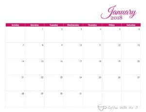 Free Printable 2018 Calendar | Coffee With Us 3