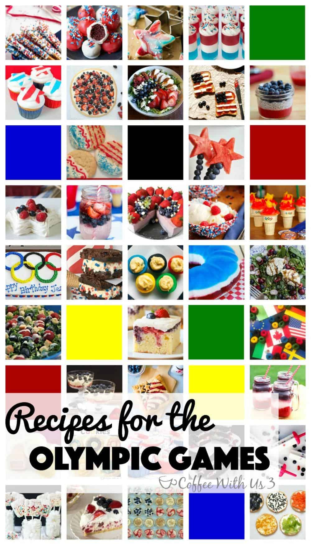 Enhance your Olympic games viewing by adding in some fun festive recipes for the Olympics! From cakes to salads to breakfast to drinks, and so much more!