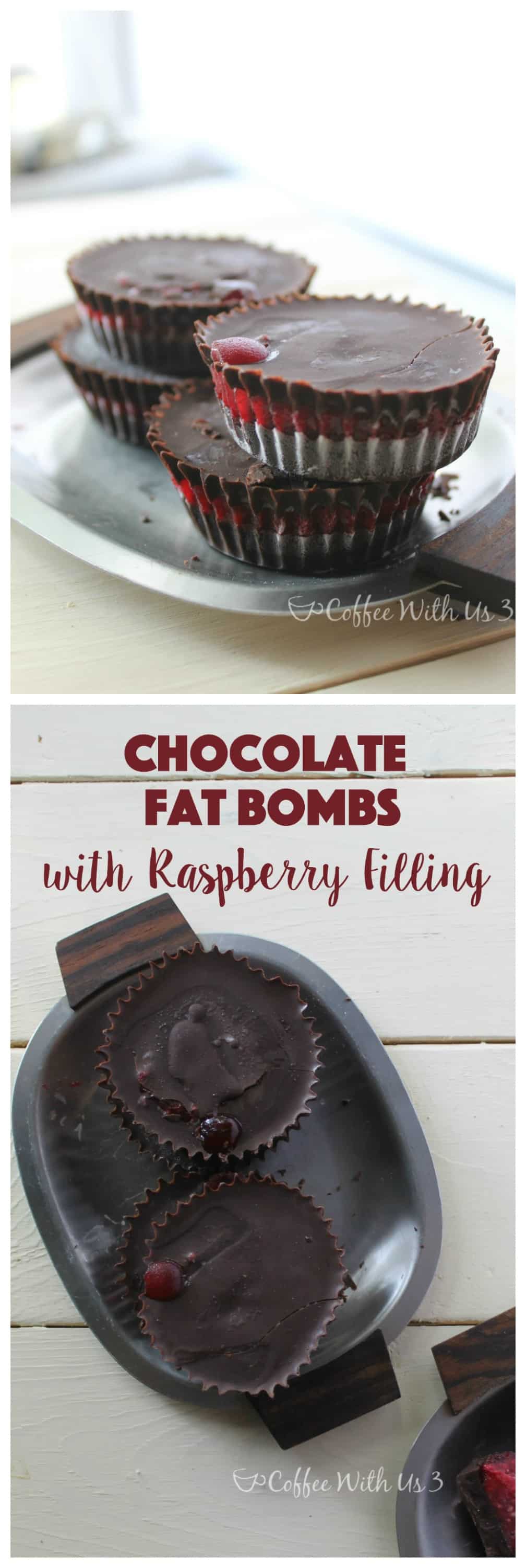 Delicious chocolate fat bombs with a raspberry filling are the perfect snack for people who are on the Keto diet and looking for a sweet source of fat.
