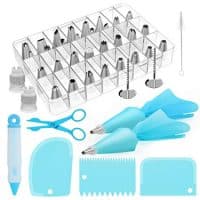 Kootek 42-Piece Cake Decorating Kit Supplies with Icing Tips, Pastry Bags, Icing Smoother, Piping Nozzles Coupler, Flower Nails, Decorating Pen, Flower Lifter for Cake Decoration Baking Tools