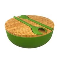 Bamboo Salad Serving Bowl Set with Lid and Utensils 