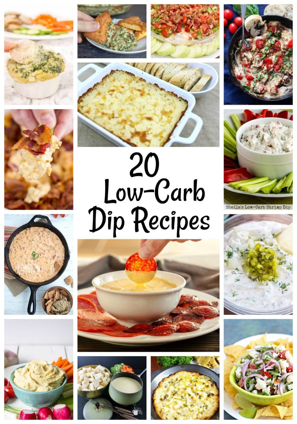 Recipes for 20 delicious, low-carb dips (most are keto friendly!) that are perfect for game day or any get together!