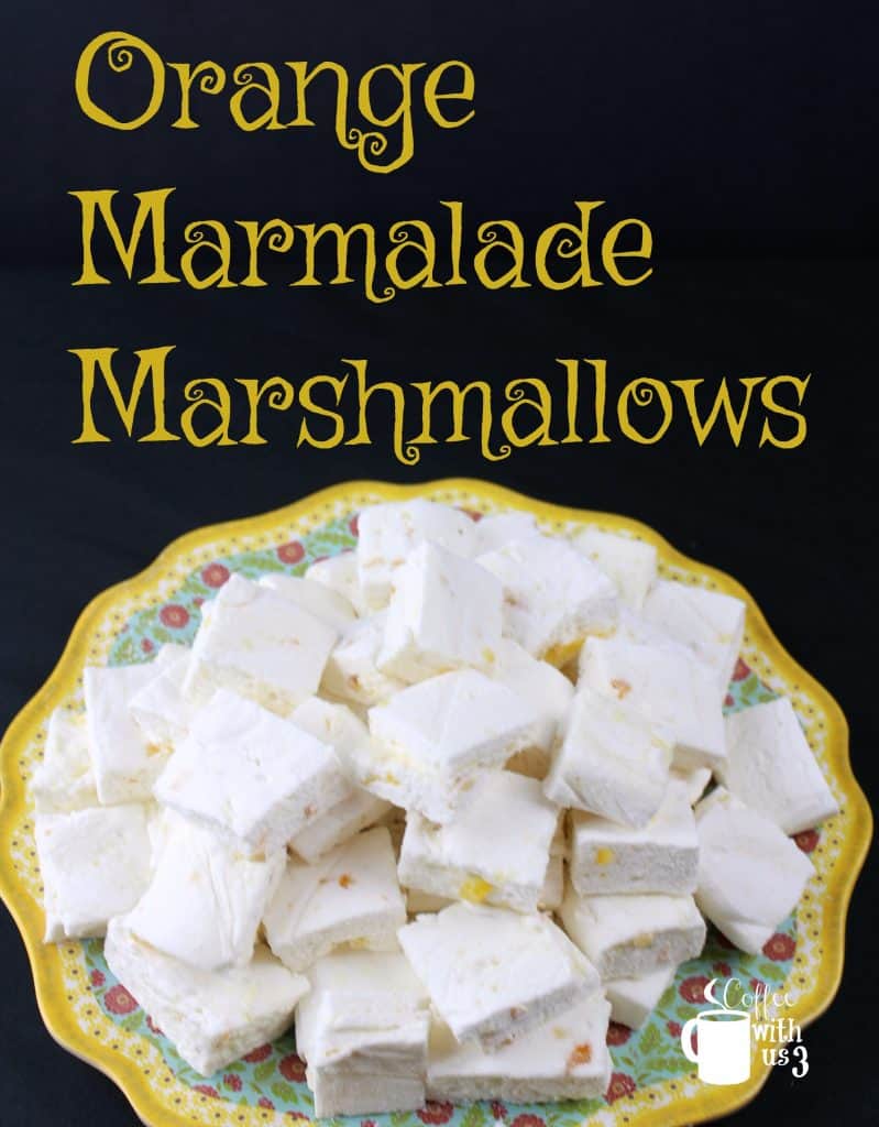 Orange Marmalade Marshmallows on a floral plate.