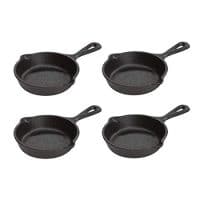 LODGE Pre-Seasoned 3.5-Inch Mini Cast Iron Skillet Set for Side Dishes or Desserts (Set of Four)