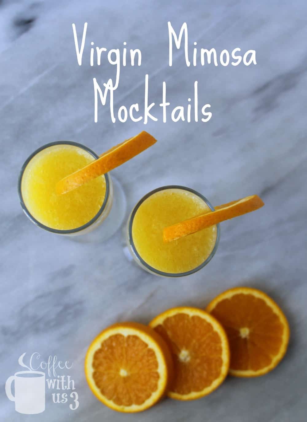 Sweet and fruity Virgin Mimosa Mocktails are a fun, kid-friendly fancy drink that's perfect for a party!