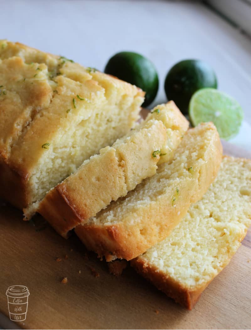 Up close shot of slices of lime pound cake