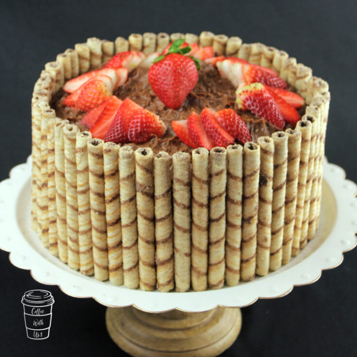 Strawberry Cake with Nutella Frosting and Pirouline